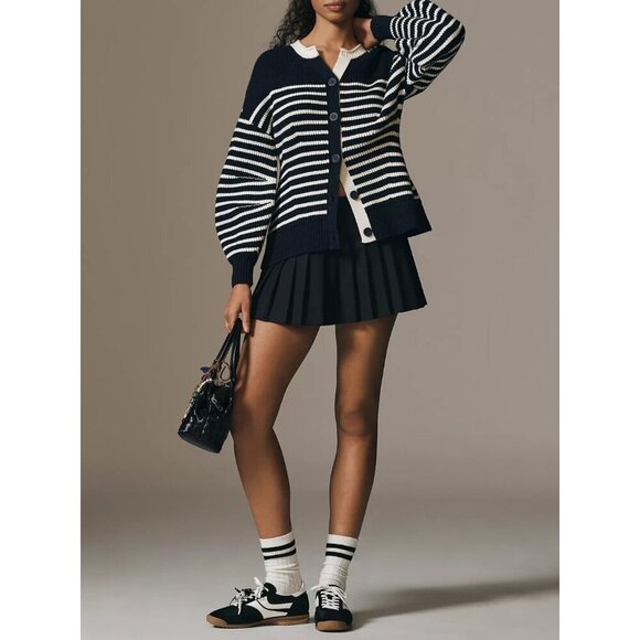 Maeve Blouson Sleeve Crew-Neck Cardigan Sweater S - Picture 3 of 4